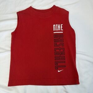 Vintage Nike Baseball Sleeveless Red Tank Top Shirt Size 2T